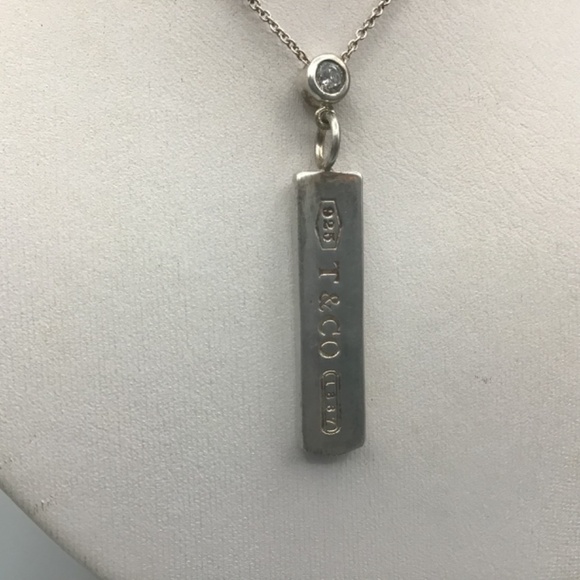 Vintage Tiffany & Co. Tiffany 1837 Bar Plate Pendant Necklace Sterling Sliver - Picture 11 of 15